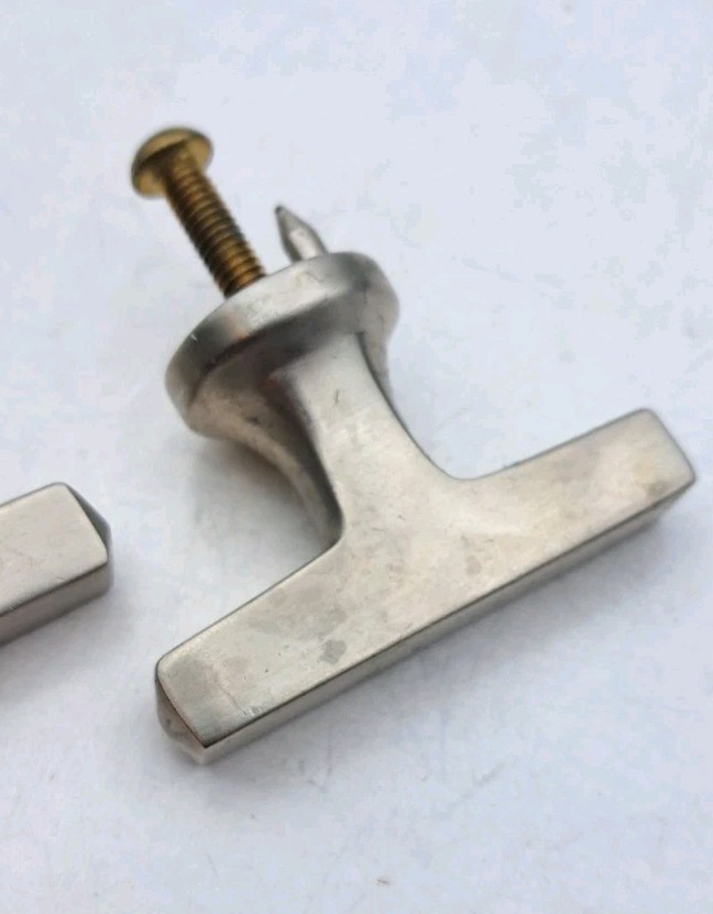 Vintage Pulls Knobs Drawer Handle Deco Crome Old Hardware Lot of 2