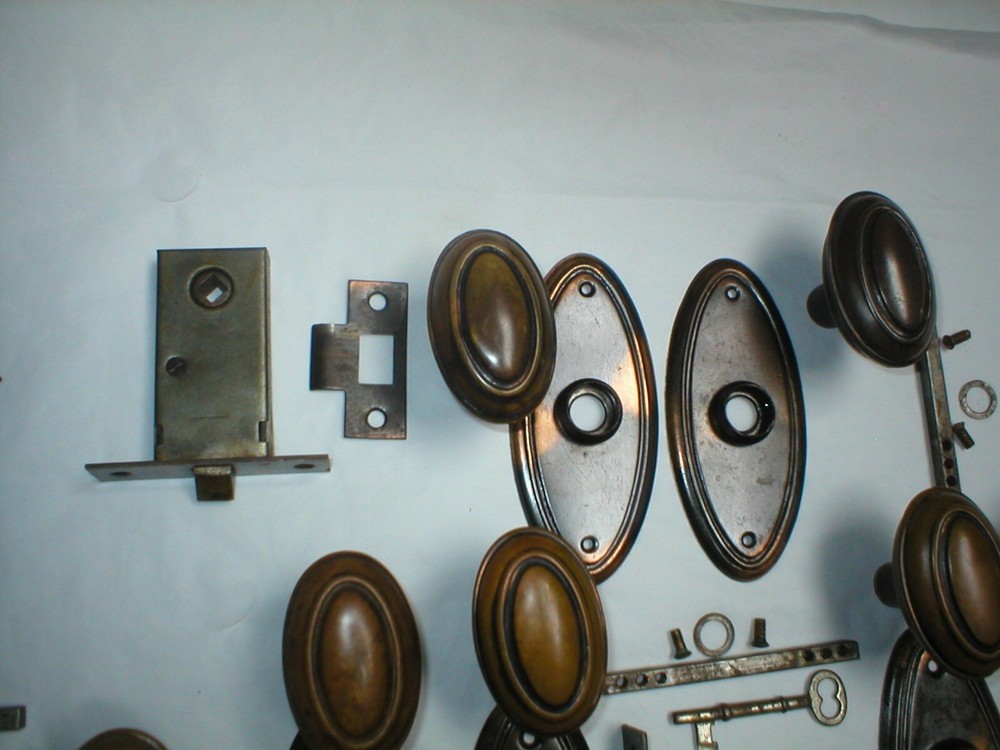 Antique Japanned Door Hardware Set