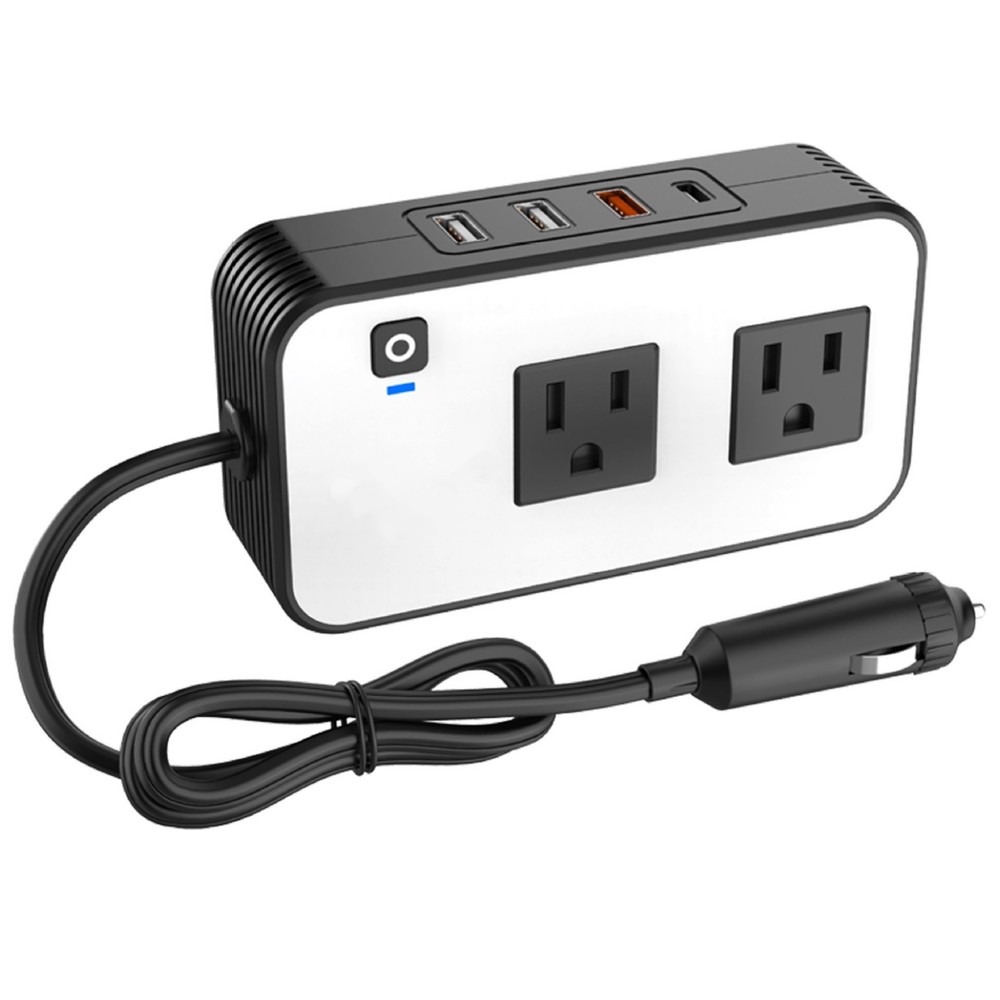 Car Power Inverter Accessory for 12V Vehicle with Type-C and USB Charging Ports