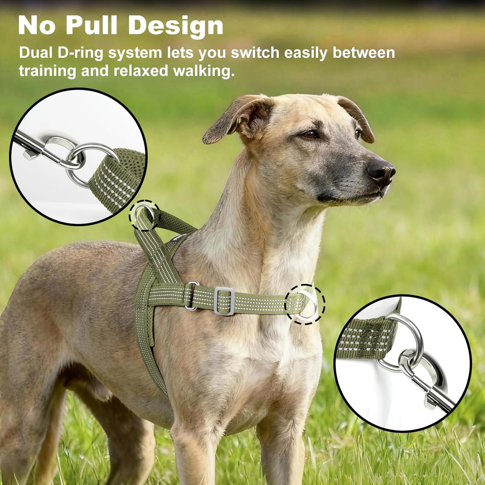 No Pull Dog Harness with Handle, Adjustable Mesh Padded Reflective Walking Harne
