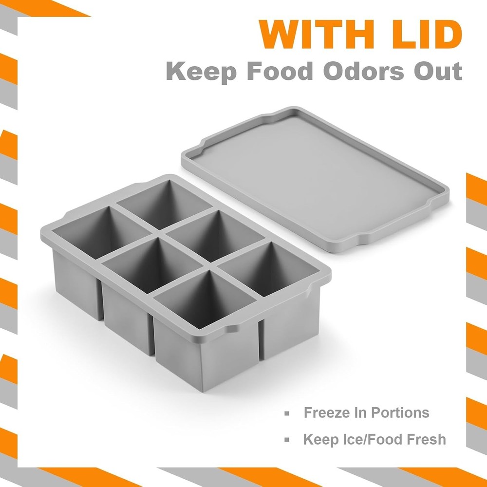 Stackable Ice Cube Trays with Lid - Perfect for Whiskey & Soup Prep - 2 Pack