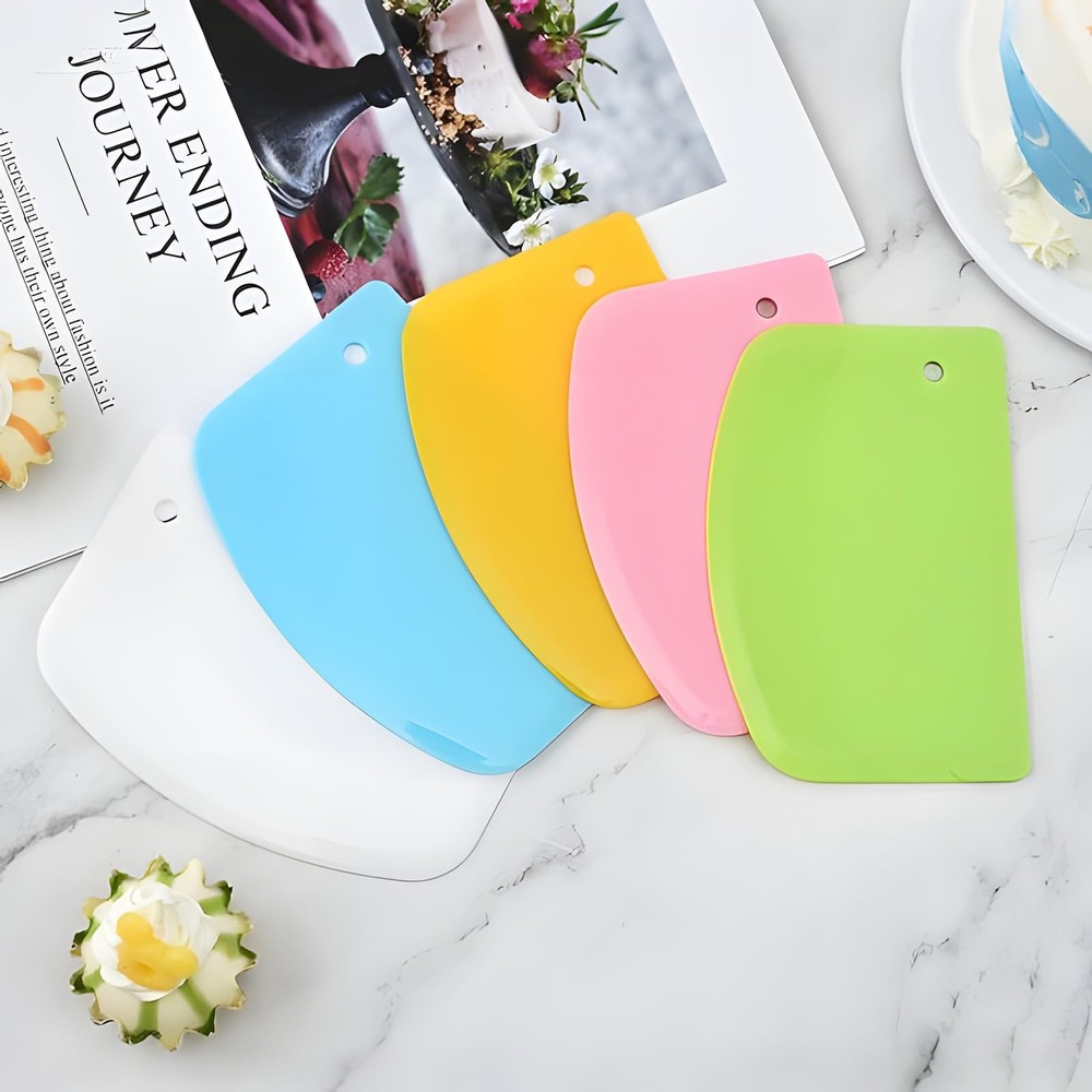 7PCS Dough Scraper Set, Plastic Bench Scraper, normal, Multicolor