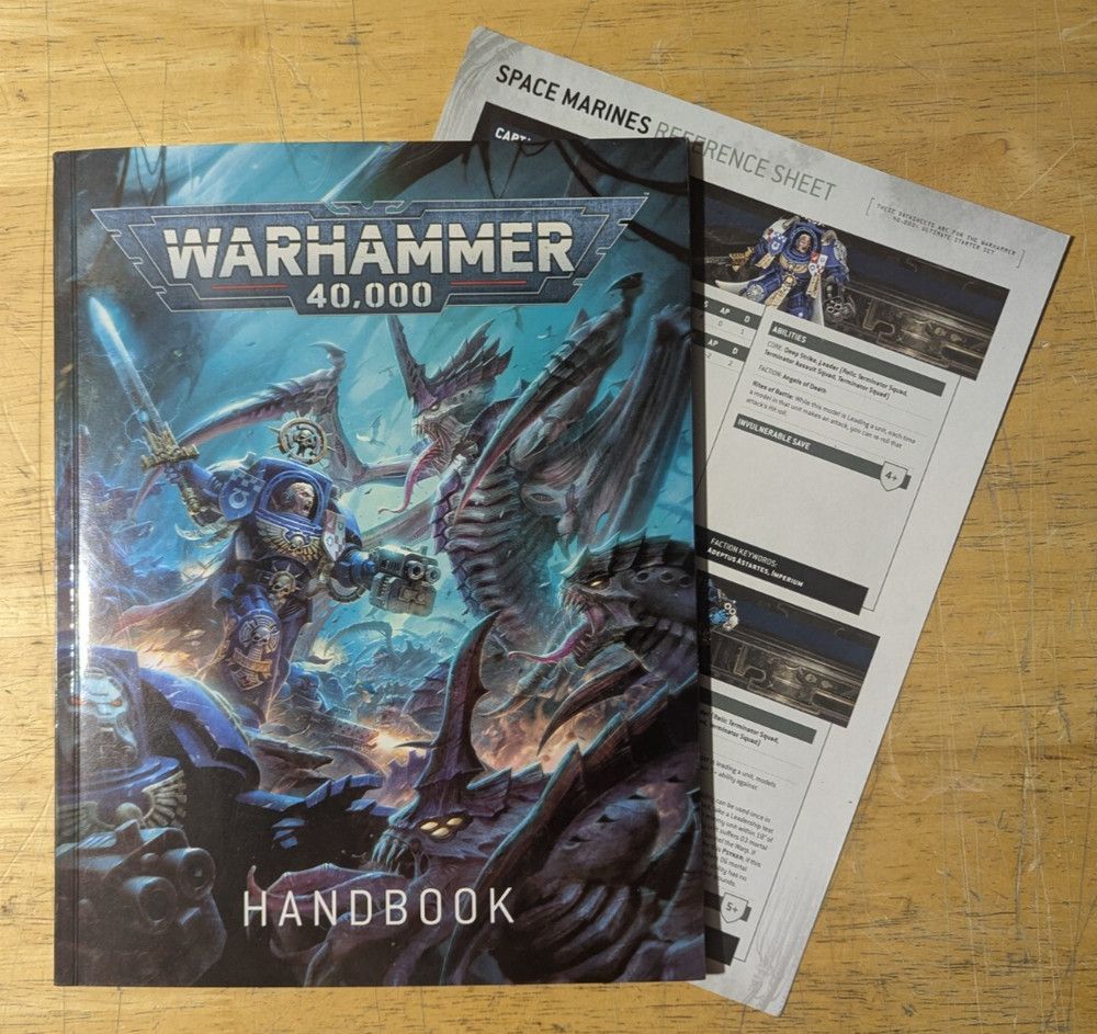 Warhammer 40k Handbook and Reference Sheet 10th Edition Starter Set Preowned