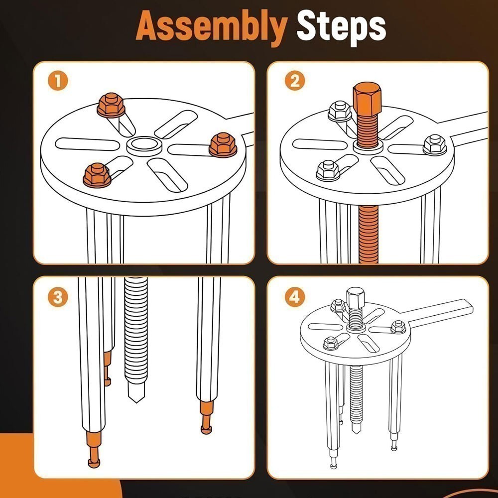 Bearing Disassembly Puller Inner Hole Puller Removal Tool Three-jaw Puller Kit U