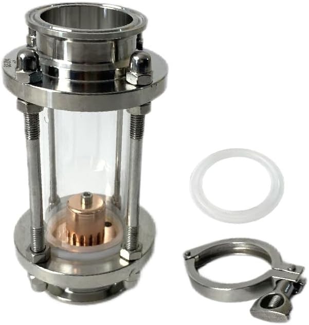 2" Stainless Tri Clamp Glass Reflux Column Section with Copper Bubble Plate