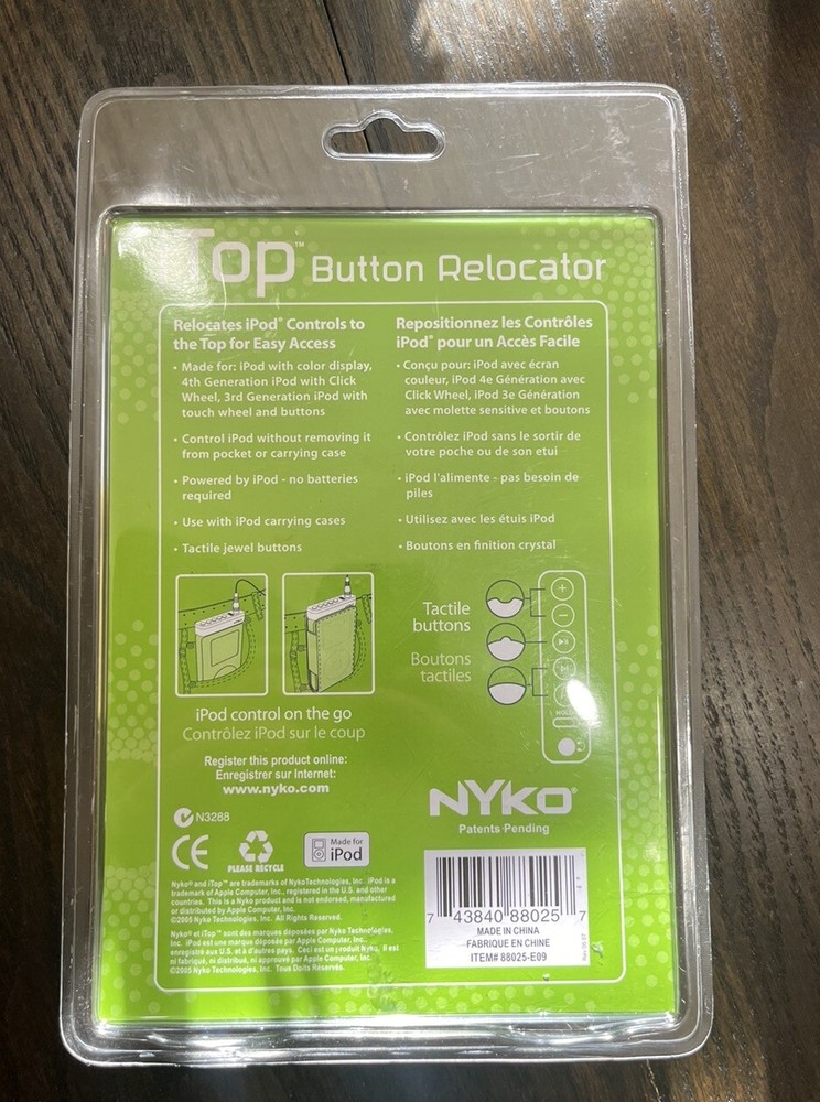 Nyko iTop Button Relocator Top Control Apple iPod 3rd & 4th (Third & Fourth) Gen