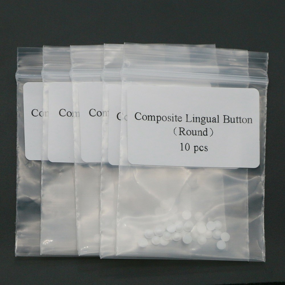 Dental Orthodontic Composite Ceramic Lingual Button Bondable Round Base - 10 Pcs