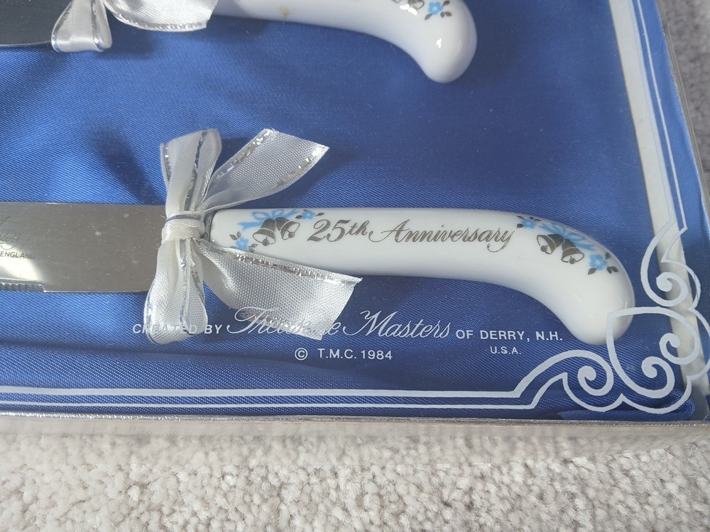 Vtg "Treasure Masters" Elegance-25th Anniversary Cake Knife & Server Set 1984