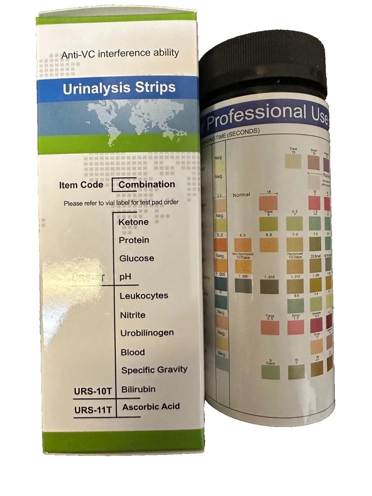 Urine Dipstick 11 Parameter Urinalysis Reagent Test Strips - 100 Pack