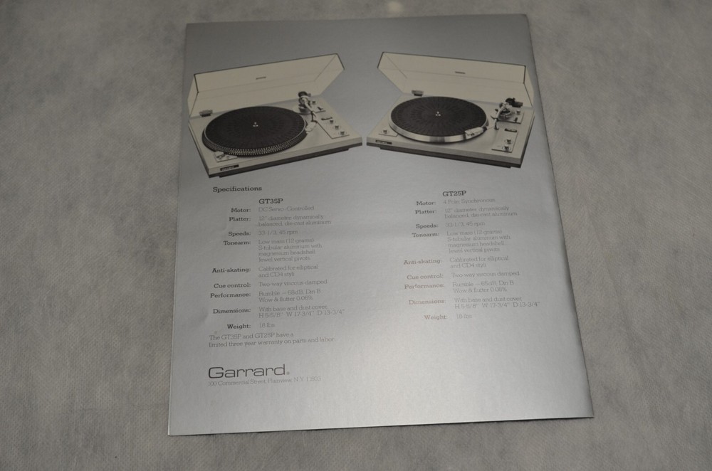 10 Data Sheets/Foldouts- Garrard &1 Foldout- Ferrograph. England. 1970s. Mint-