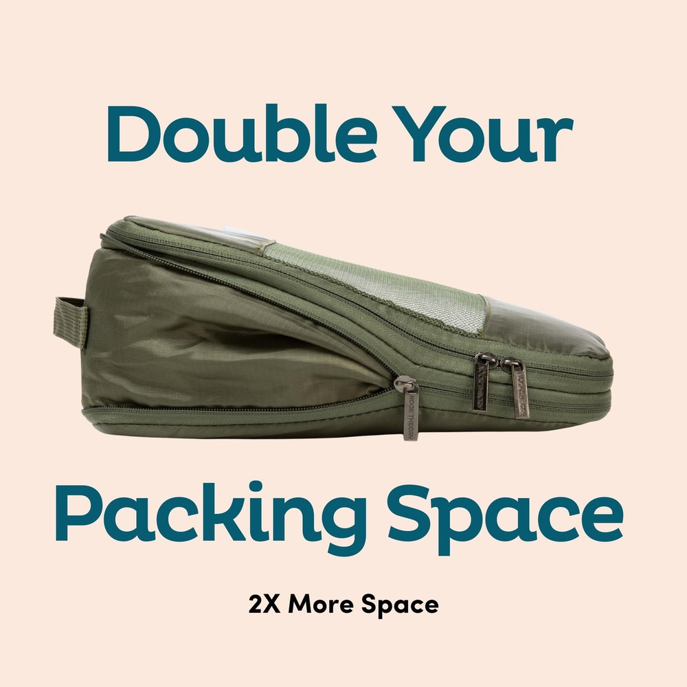 6-Pack Large Compression Packing Cubes for Travel - Lightweight Compression P...