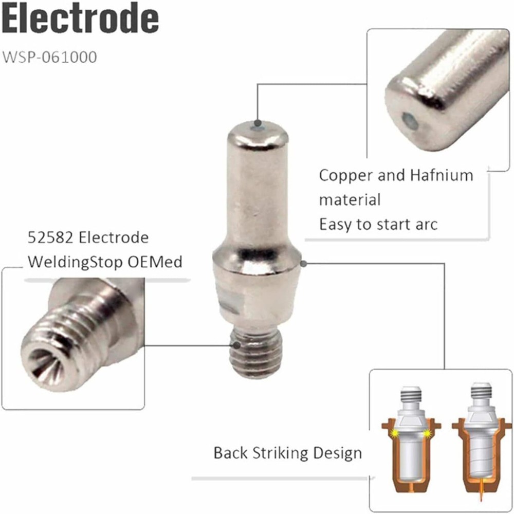 For Harbor Freight Titanium Plasma65 TI-PC65 Torch Tips Electrode 59164 59182