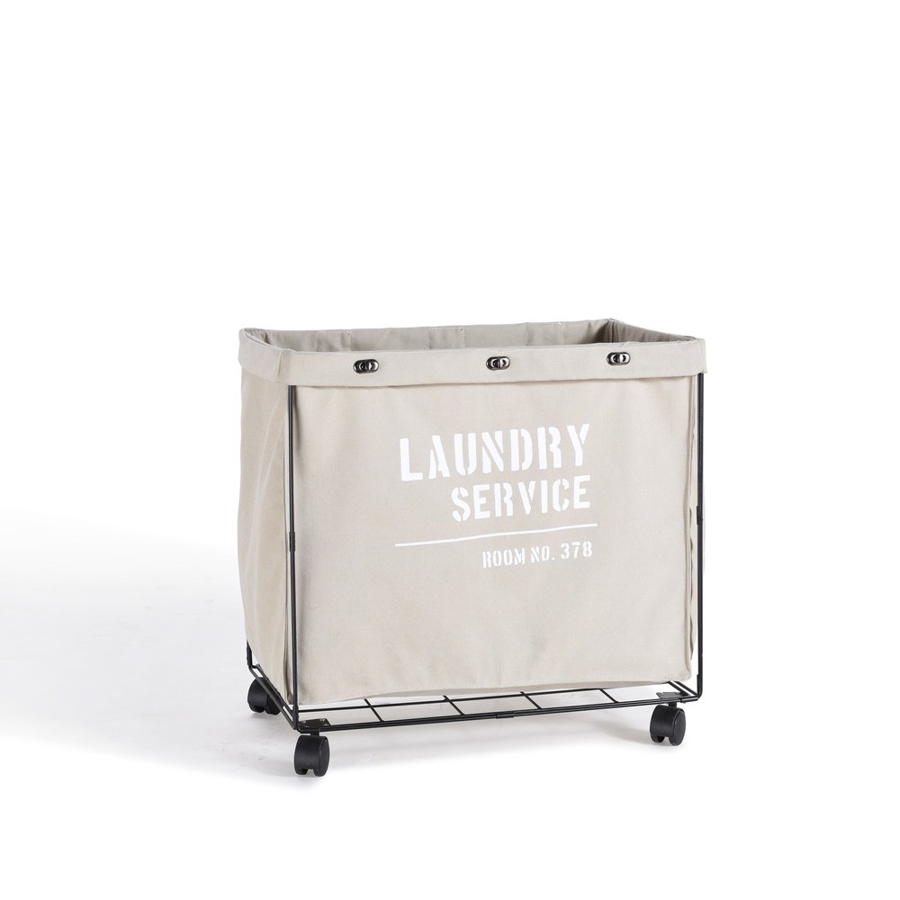 Danya B. Army Canvas Laundry Hamper on Wheels