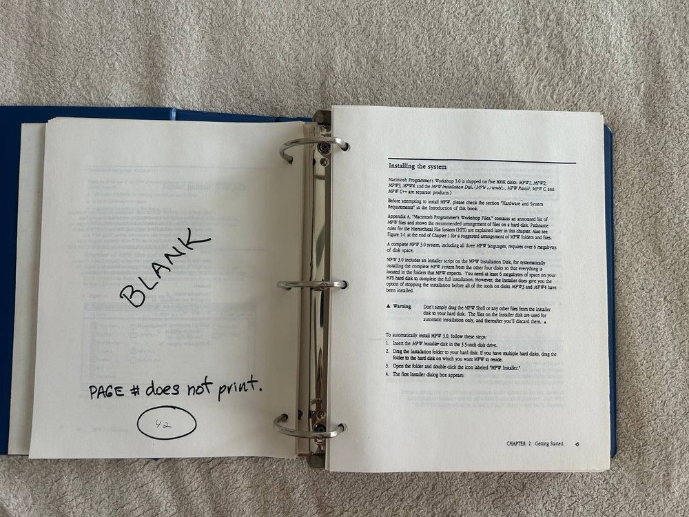 Vintage Apple MPW 3.0 Programmer’s Workshop Reference Binder 1990