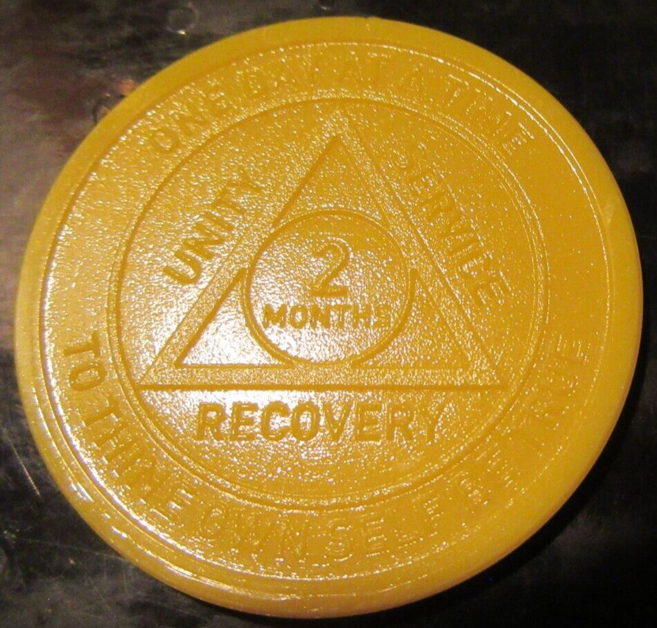 Alcoholics Anonymous Plastic AA 2 Month Poker Chip Medallion Token