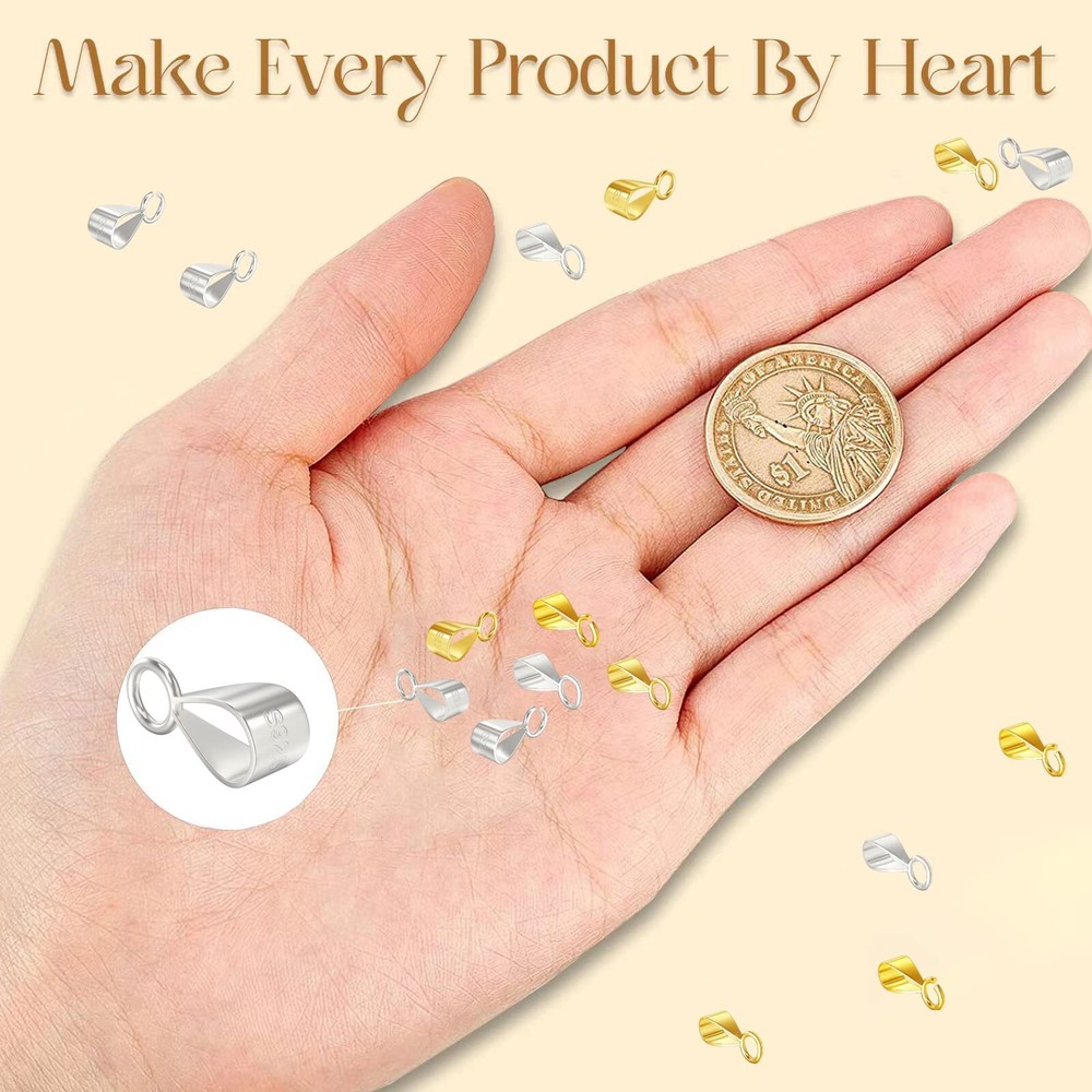 6 Pcs Slider Pendant Clasp Bail Connector with Open Loop for Jewelry Making