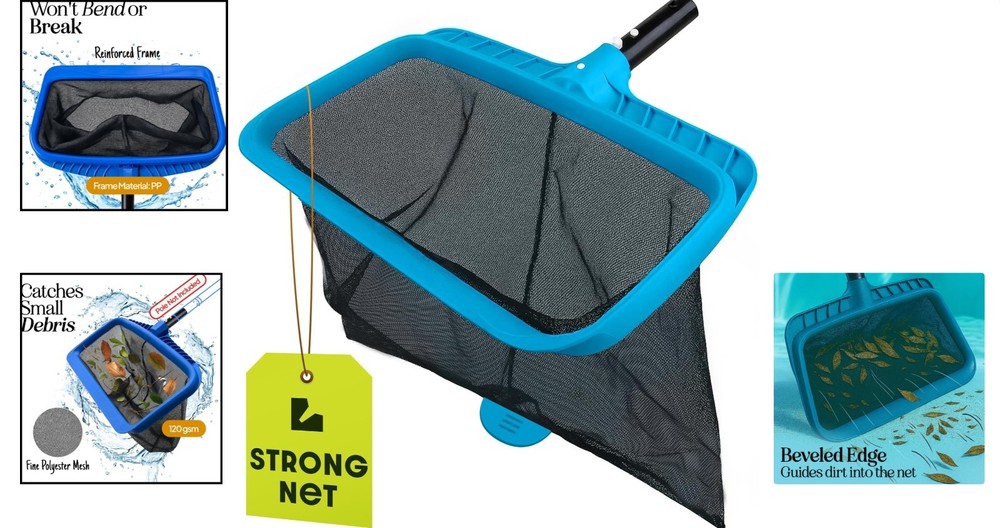 Ultra-Durable Pool Skimmer Net with Extra Deep Mesh for Effective Cleaning 17"