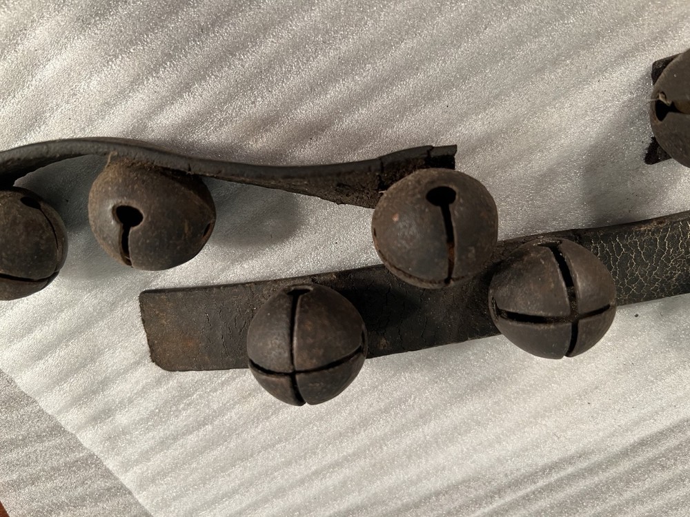 14 Harness Bells on Antique/broken Leather