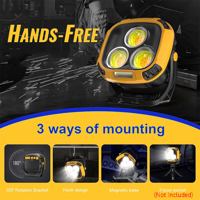 3300 Lumen USB Rechargeable LED Work Light Magnetic Super Bright Worklight