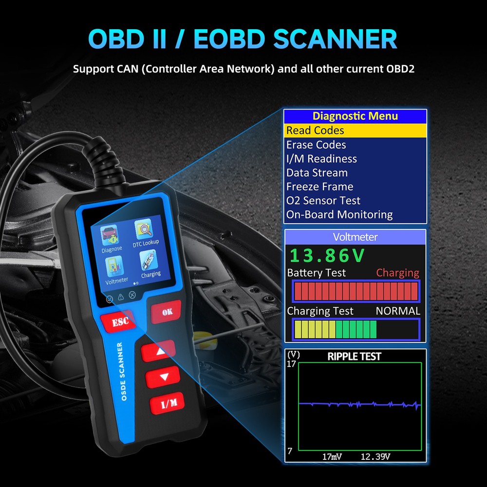 AT300 Car Code Reader Code Scanner Check Engine Fault for All OBDII Protocol