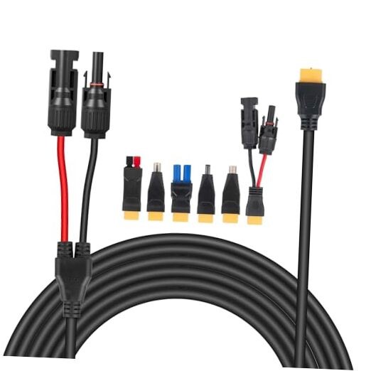 Solar Panel Connector Kit 6 in 1 Cable Solar Connector 14AWG Heavy 6.6FT(2m)