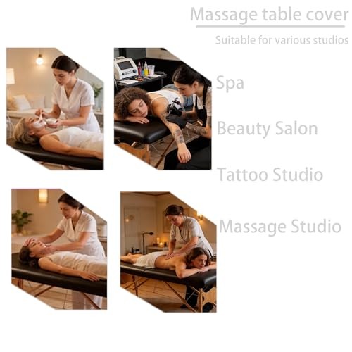 Leather Massage Table Cover Protector, Washable & Stain-Resistant for Black
