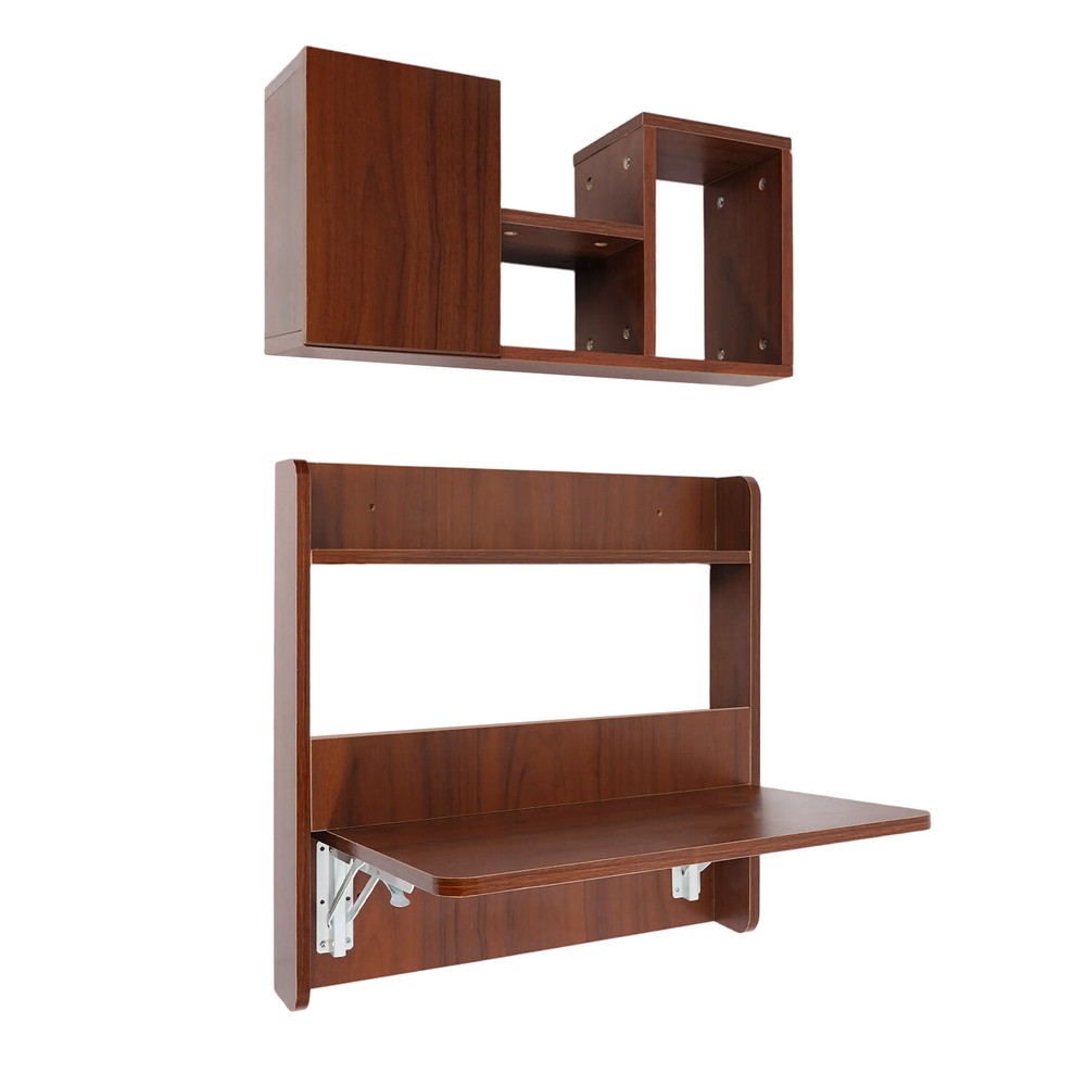 Wall Mounted Bookshelf 2-tier Wall Mounted Writing Table Folding Space Saving