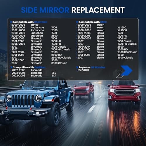 Driver Left Side Mirror Glass 12477843 Compatible Driver Side Mirror (Left)