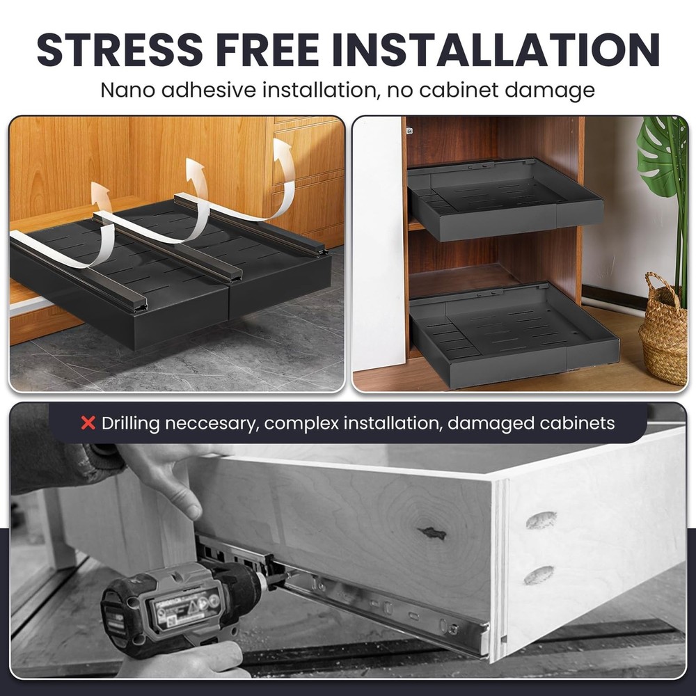 Pull Out Cabinet Organizer – Adjustable Sliding Shelf Inserts for Cabinets