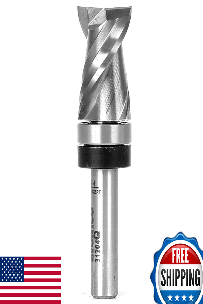 YONICO Flush Trim Router Bit, Up-Cut, Solid Carbide, 1" H x 1/2" D