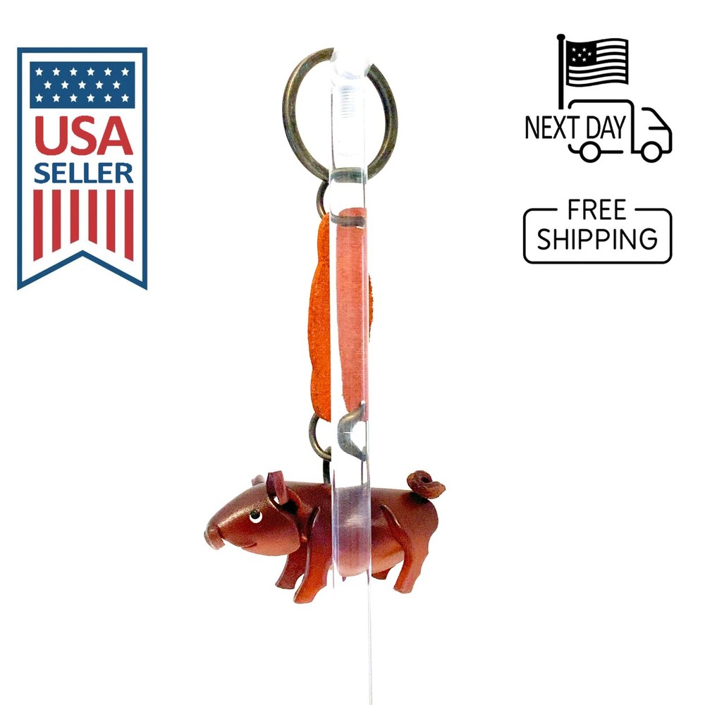 Pig (Brown) Handmade Leather Keyring