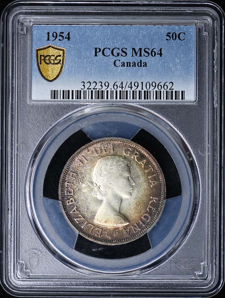 1954 50C Canada Elizabeth II PCGS MS64