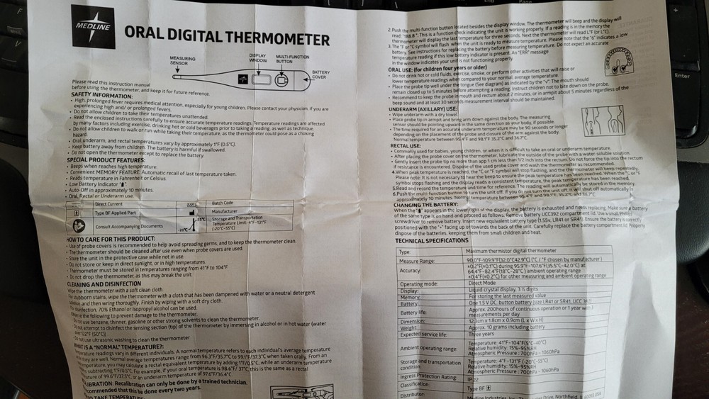 Medline Oral Digital Thermometer MDS9655