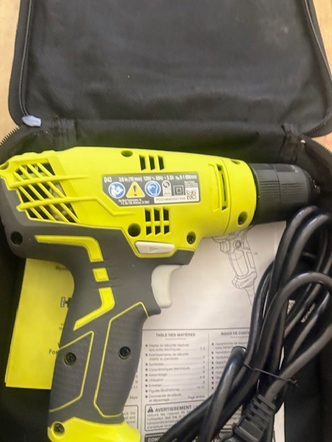 RYOBI D43K Variable Speed Drill 3/8 & Bag USED