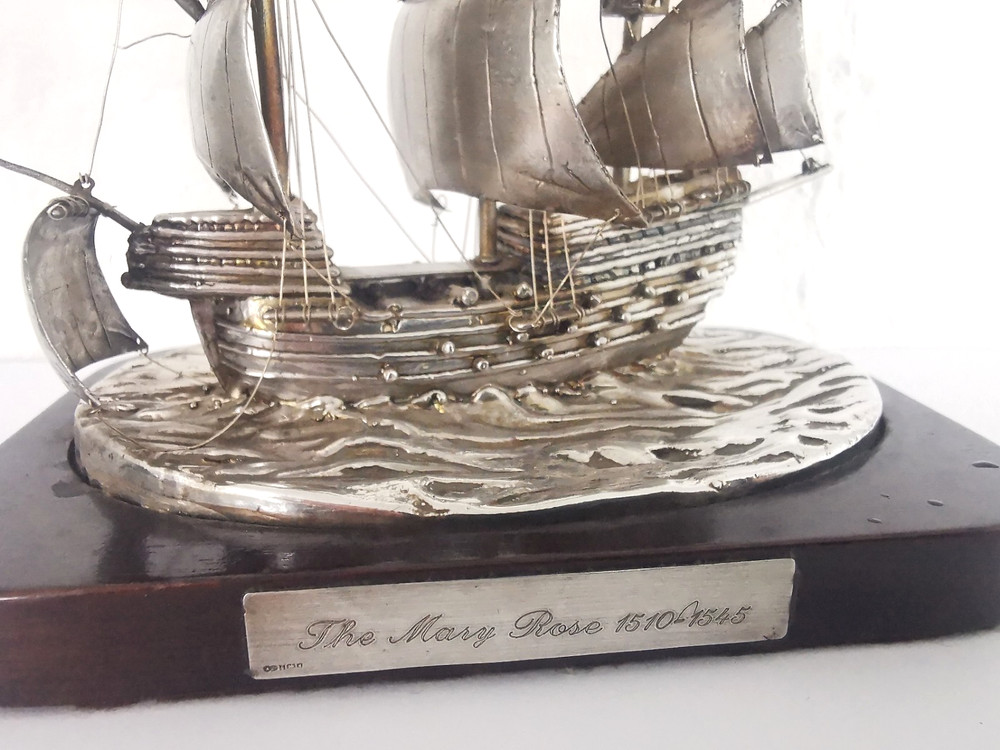 Solid Silver Mary Rose Ship Model - Birm. 1981