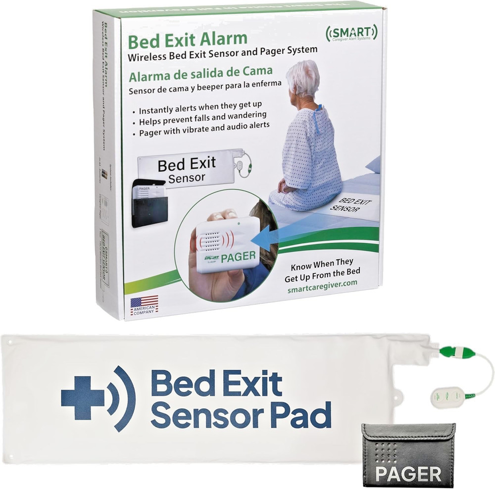 ~NEW~Smart Caregiver Wireless Bed Exit Sensor Alarm & Audio+ Pager Alert System