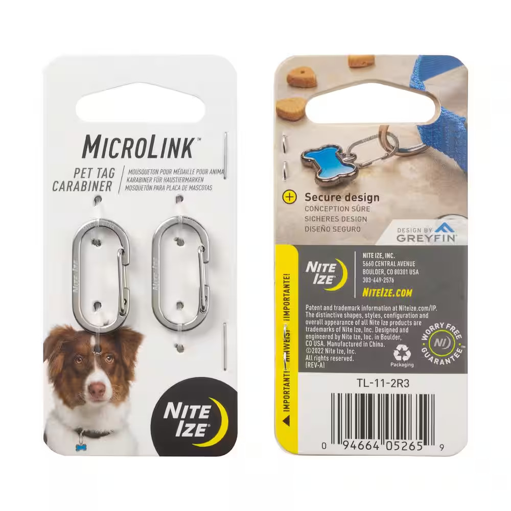 Microlink Pet Tag Carabiner - Stainless (2-Pack)