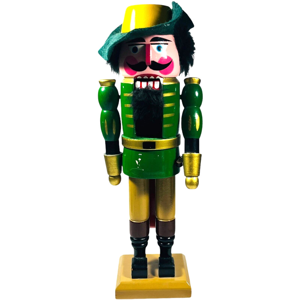Nutcracker Green & Yellow Musketeer 12" Vintage / Nut Cracker