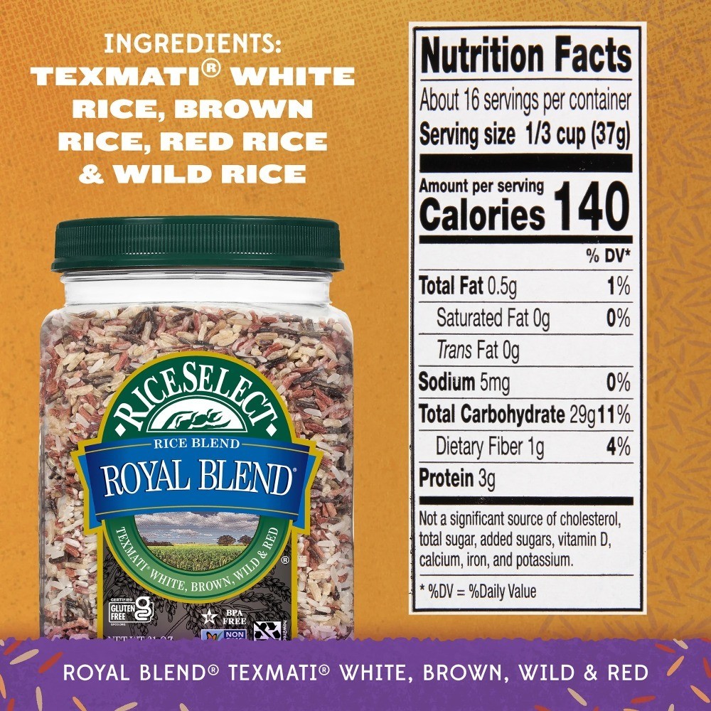 Royal Blend Rice, Texmati Rice Blend, 21 oz Jar