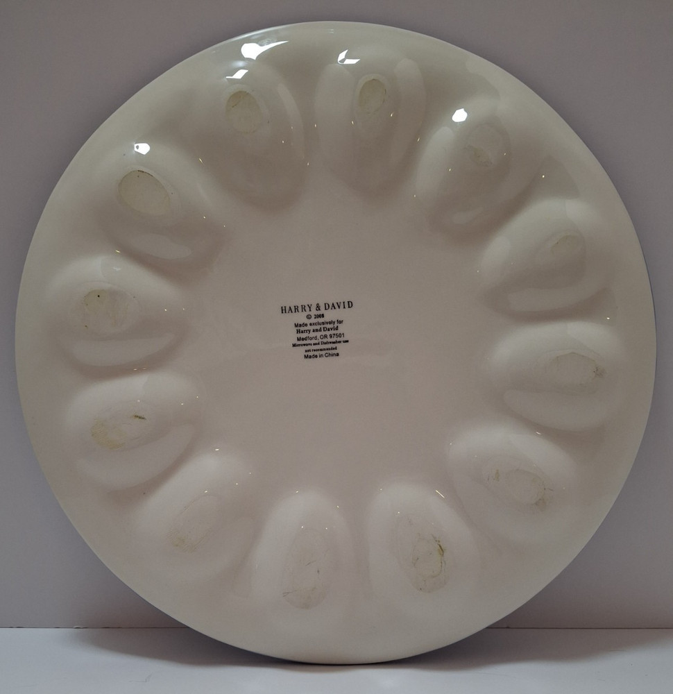 Harry & David 2008 Easter Egg/Deviled Egg Platter Ceramic Porcelain 12 Egg Beds