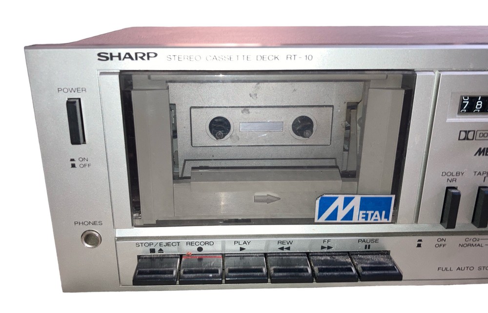 Sharp Stereo Cassette Deck RT-10 Tape Player Audio Music Vintage Dolby System
