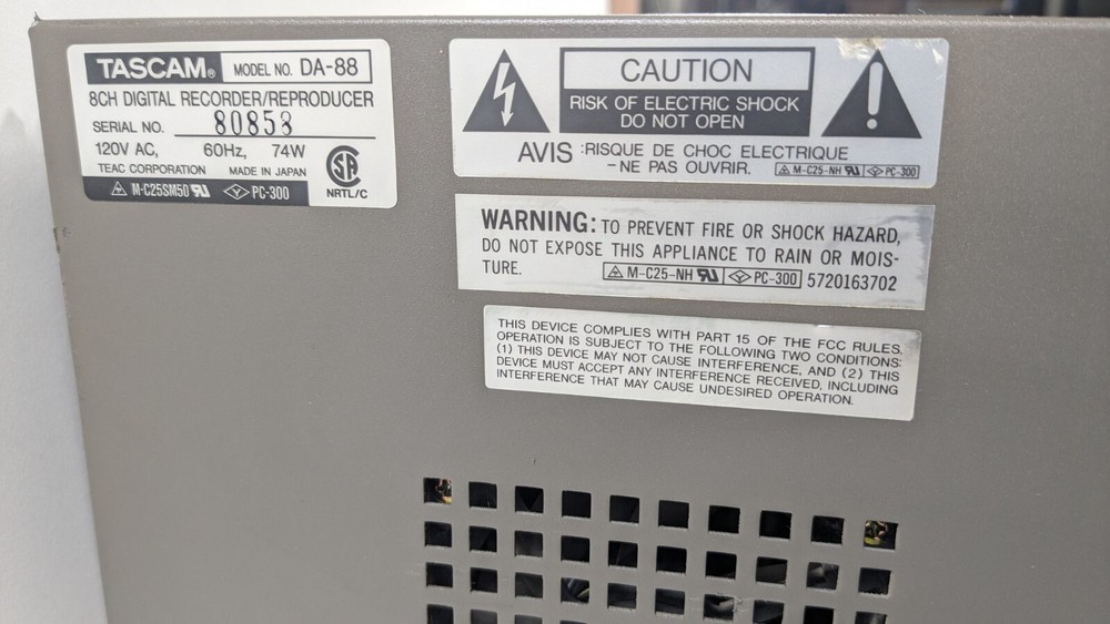 Tascam DA-88 Digital 8-Track Recorder with Synch connection board