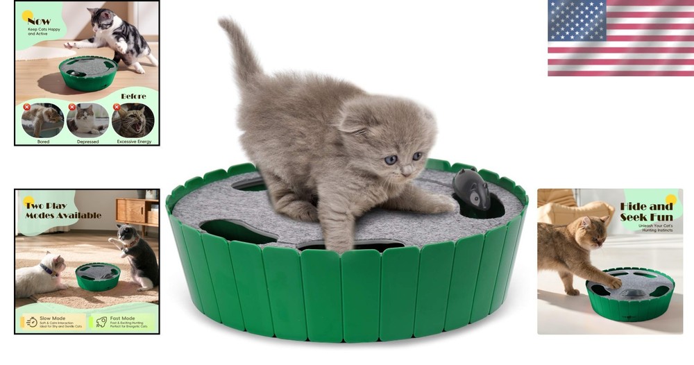Interactive Cat Toy with Running Mouse, Electronic Motion Cat Toy Automatic Teas