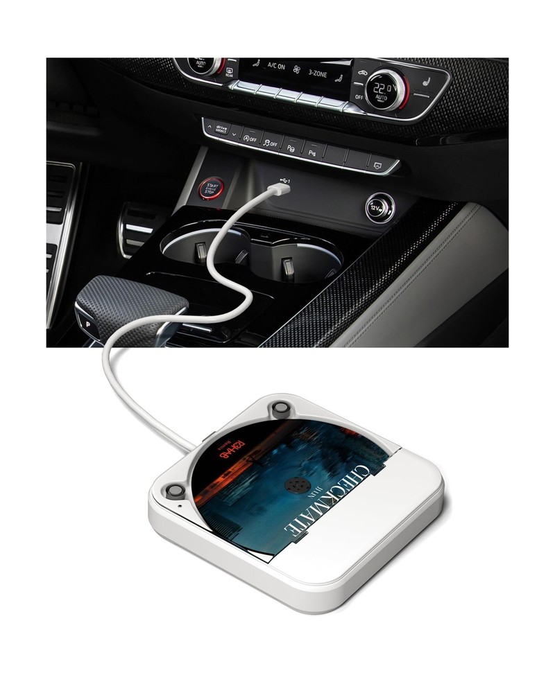 ENVYCLOUD Portable Car CD Player - USB/AUX White CD Player