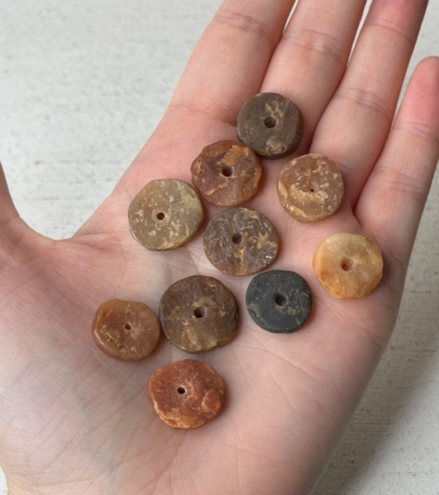 10 PCS Small Ancient Neolithic Stone Disc Beads Carnelian Agate