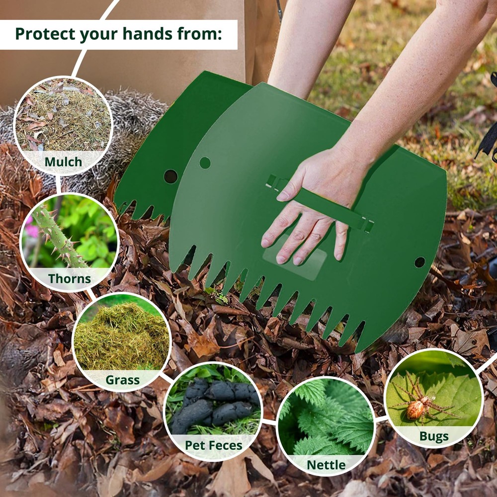 GardenHOME Leaf Scoops Hand Rakes, Large Leaf Grabbers for Yard Work