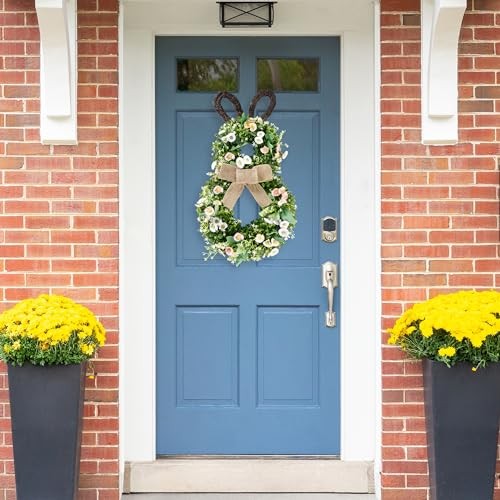 24 Inch Easter Bunny Wreath Spring Bunny Shaped Artificial Flower Green
