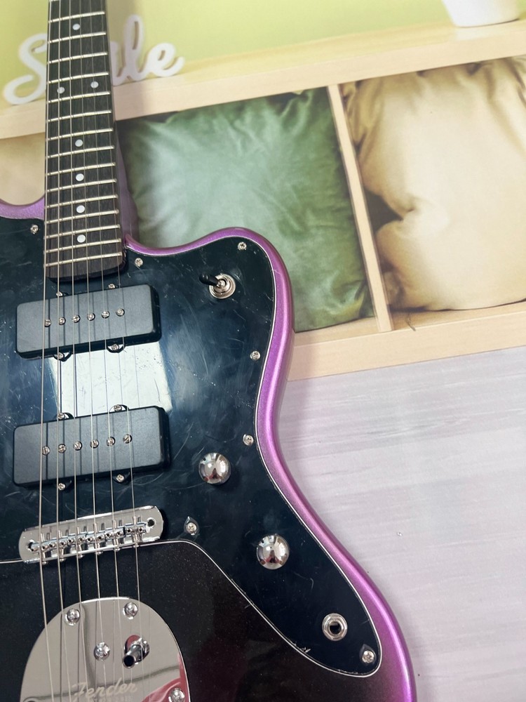 Jazz style electric guitar purple gradient solid silver hardware