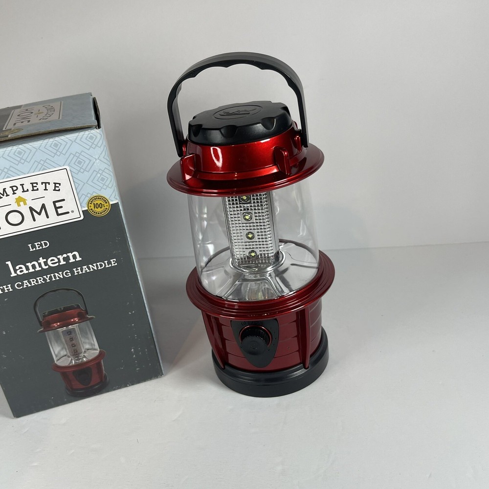Complete Home LED Lantern Light with Carrying Handle Red Adjustable Brightness