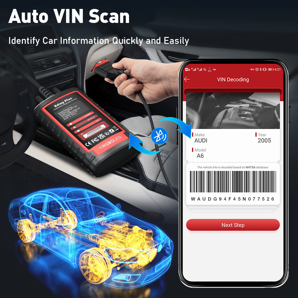 2026 KINGBOLEN Ediag Plus Bluetooth Scanner Car Diagnostic Tool Key ECU Coding